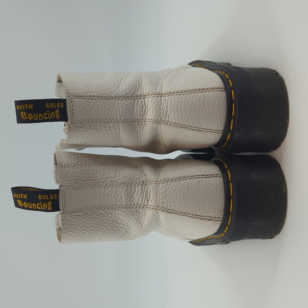 DR. MARTENS Sinclair White Milled Nappa Leather Platform Boots Zip Front Sz 10 - Picture 4 of 11